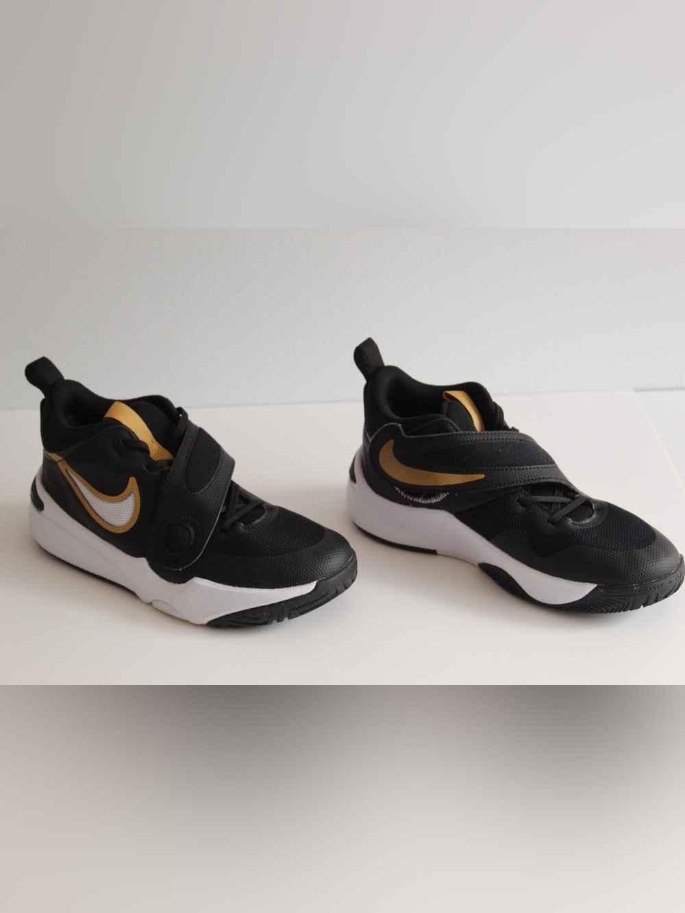 Nike Kids Black and Gold Velcro Sports Sneakers